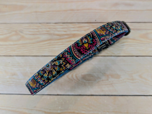 Cork Vegan Leather Paisley Dog Collar