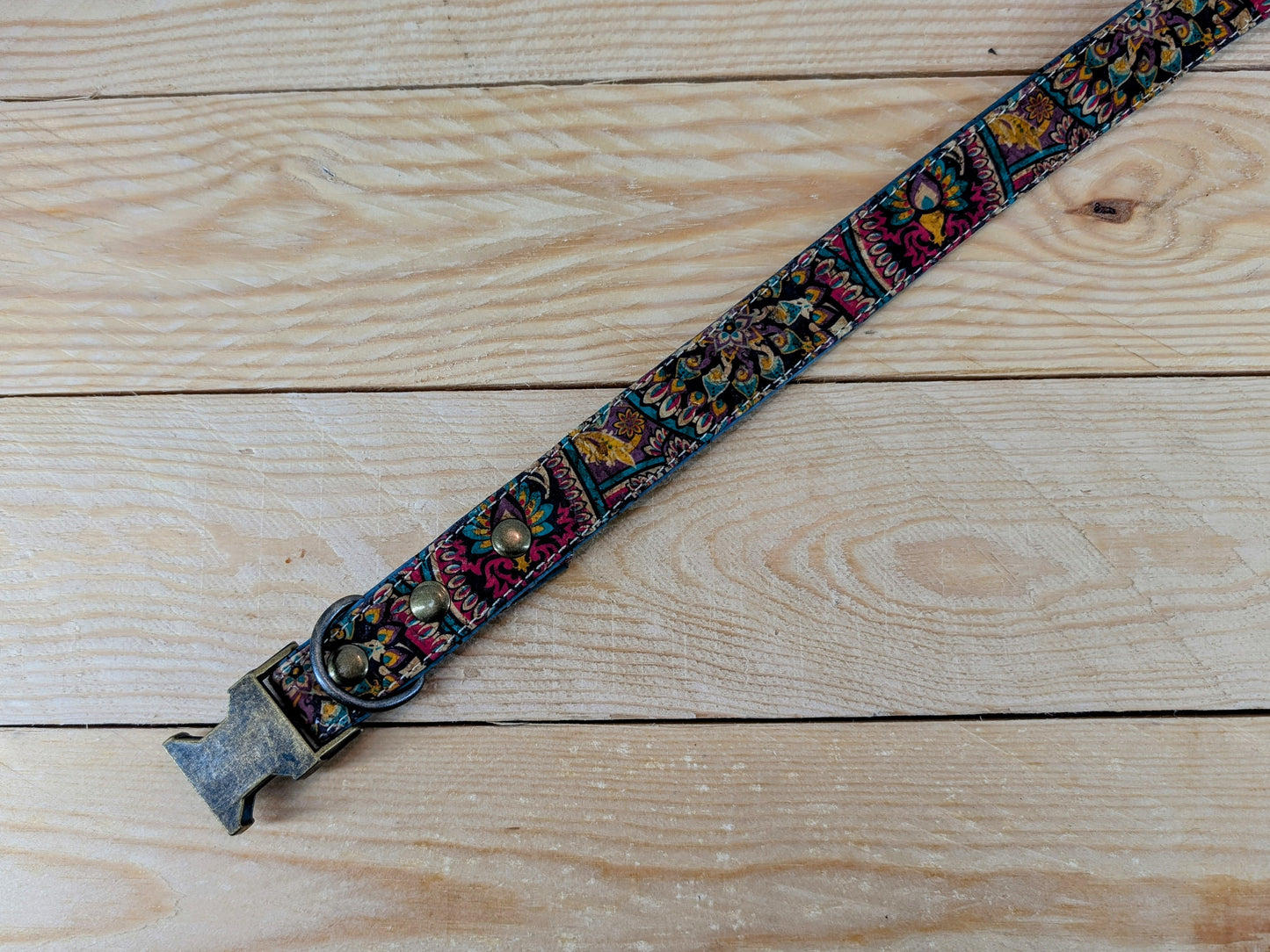 Cork Vegan Leather Paisley Dog Collar