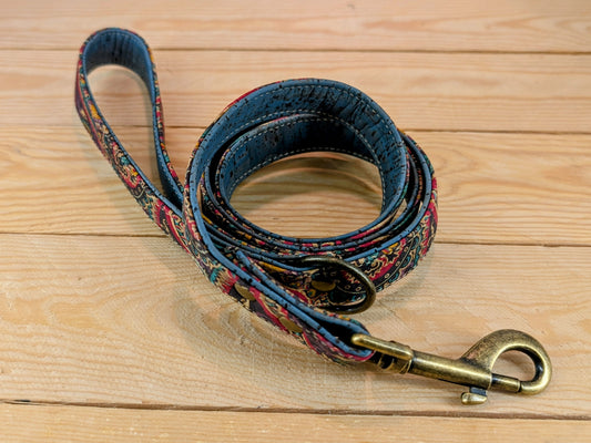 Cork Vegan Leather Paisley Dog Lead