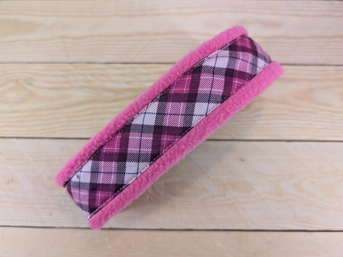 Pink Check Fleece Lined Martingale/Half-check Dog Collar