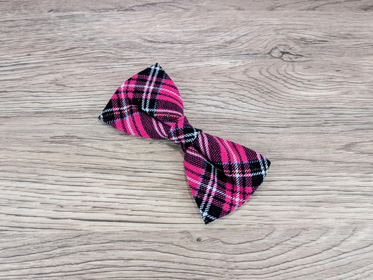 Cerise Tartan/Plaid Dog Bow Tie