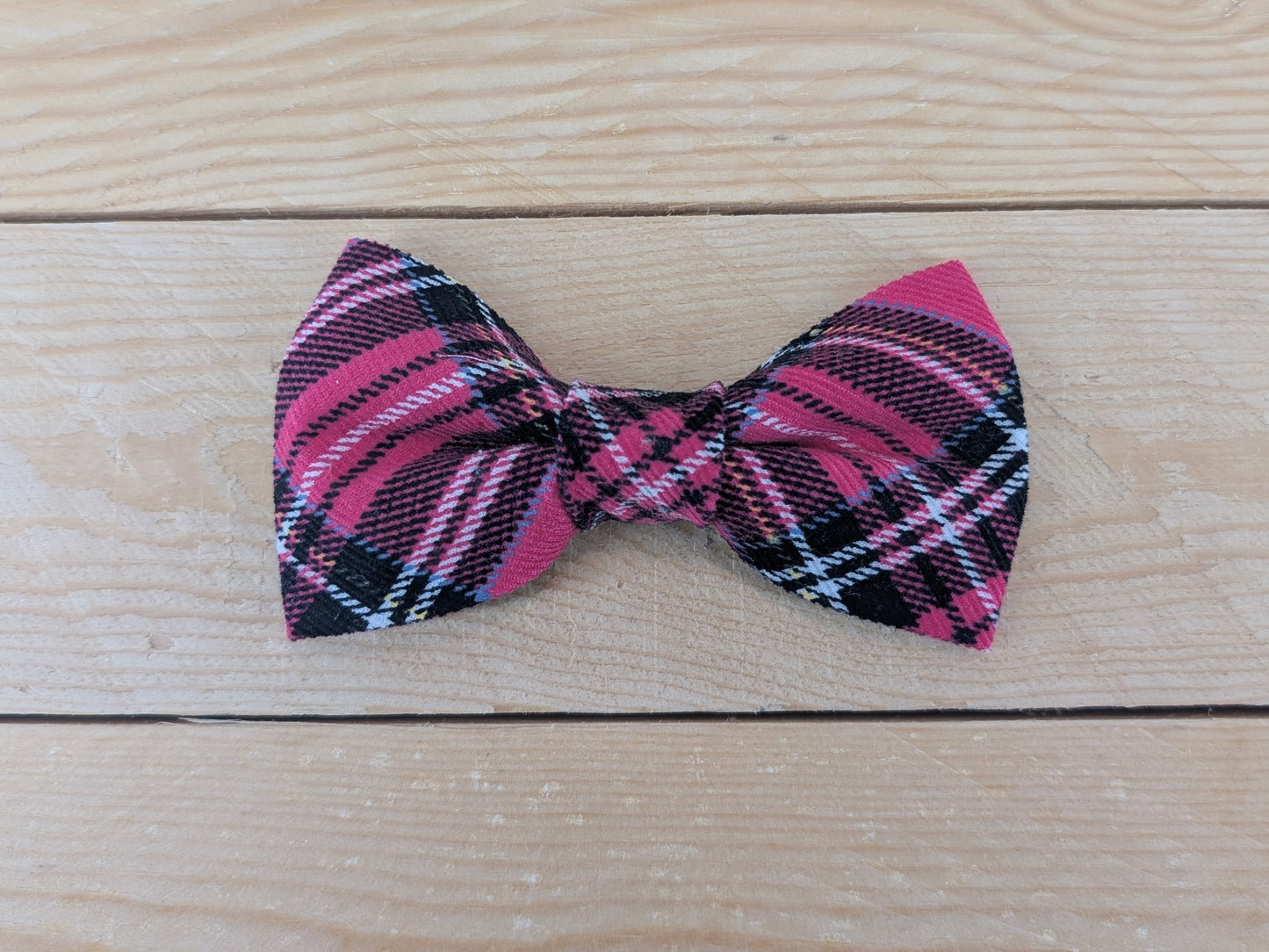 Cerise Tartan Dog Bow Tie