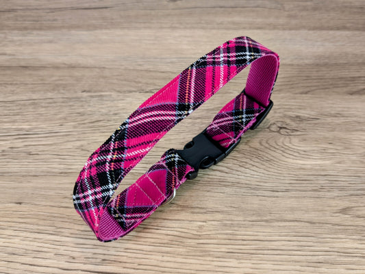 Cerise Pink Tartan/Plaid Dog Collar