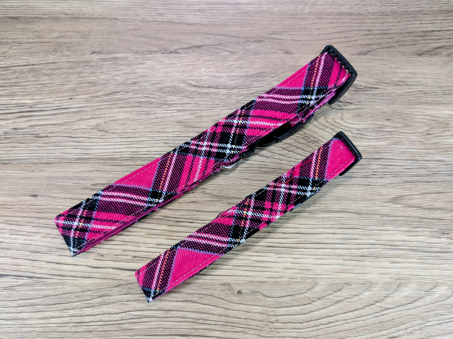 Cerise Pink Tartan/Plaid Dog Collar