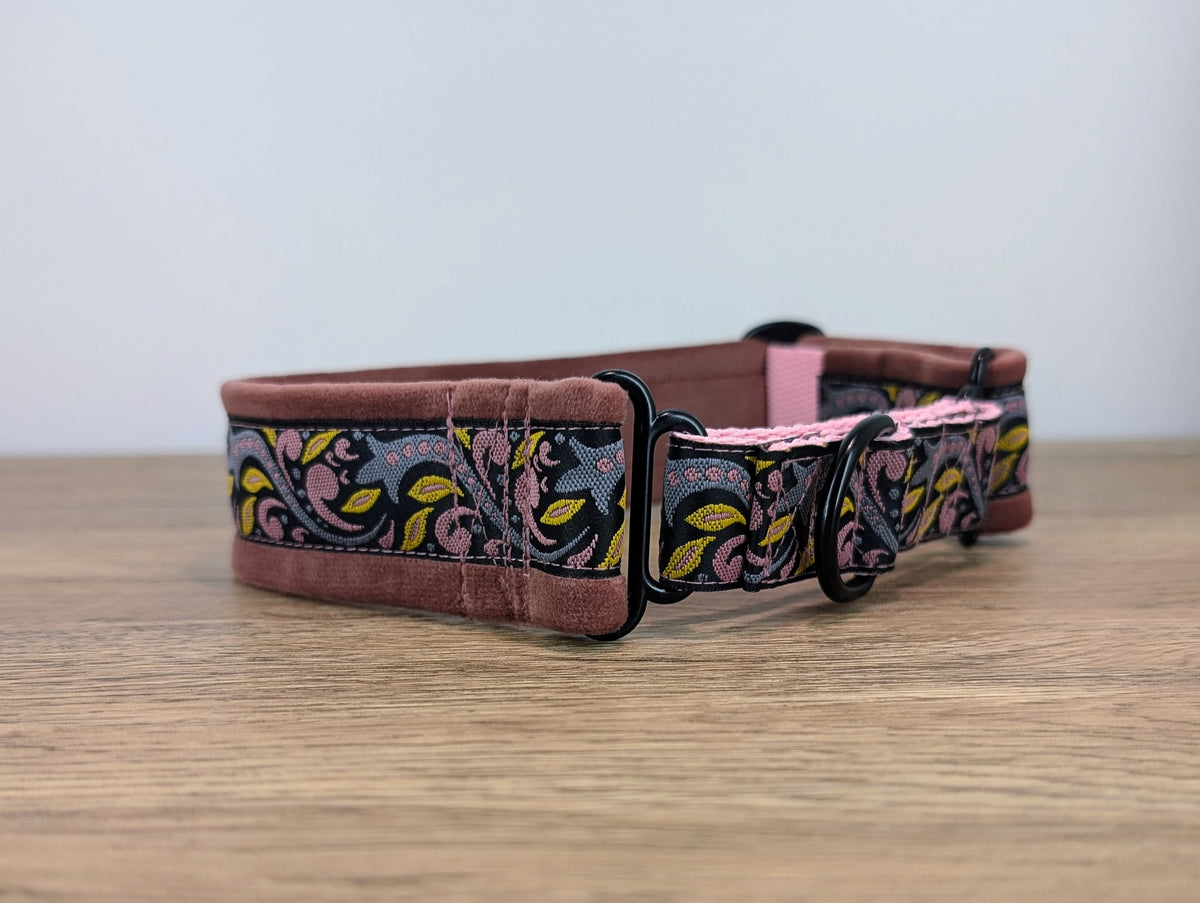 Pink Velvet Lined Martingale/Half-check Dog Collar
