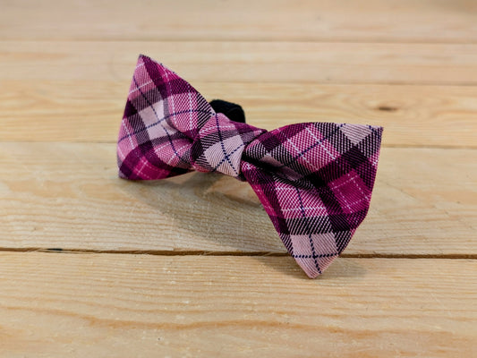 Pink Check Dog Bow Tie