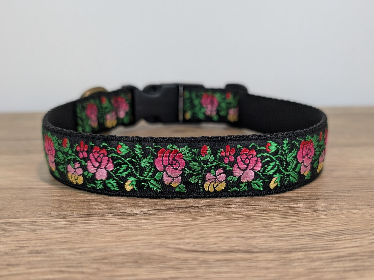 Pink Roses Floral Dog Collar