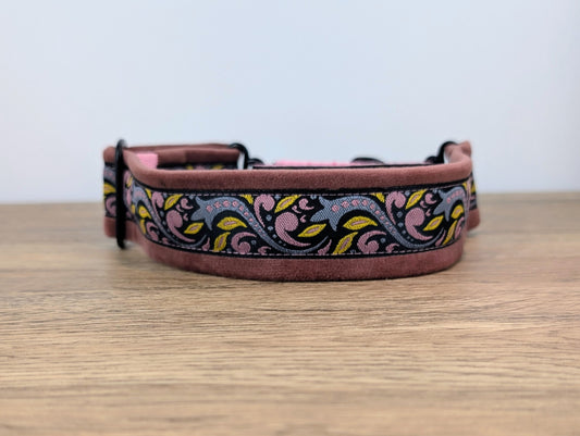 Pink Velvet Lined Martingale/Half-check Dog Collar