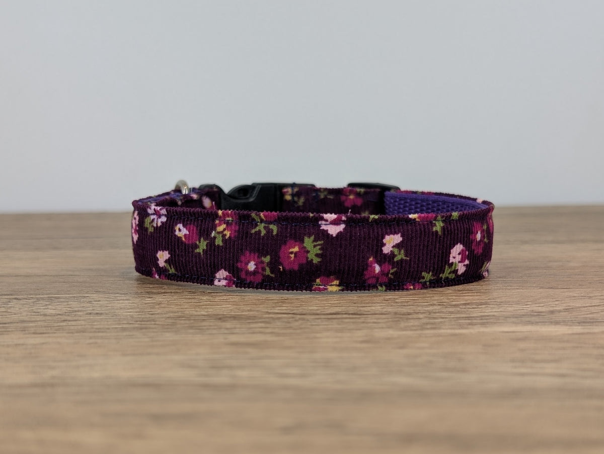Purple Ditsy Floral Dog Collar
