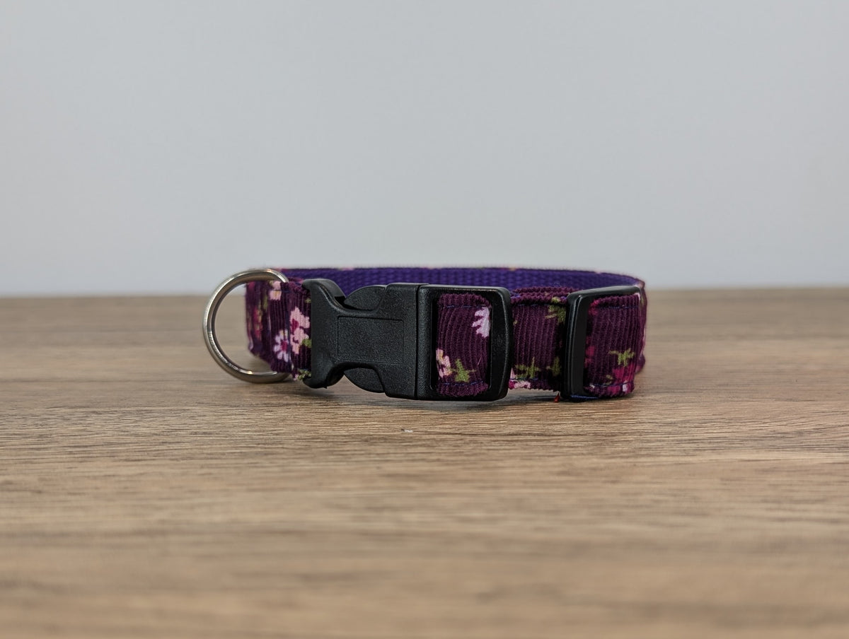 Purple Ditsy Floral Dog Collar