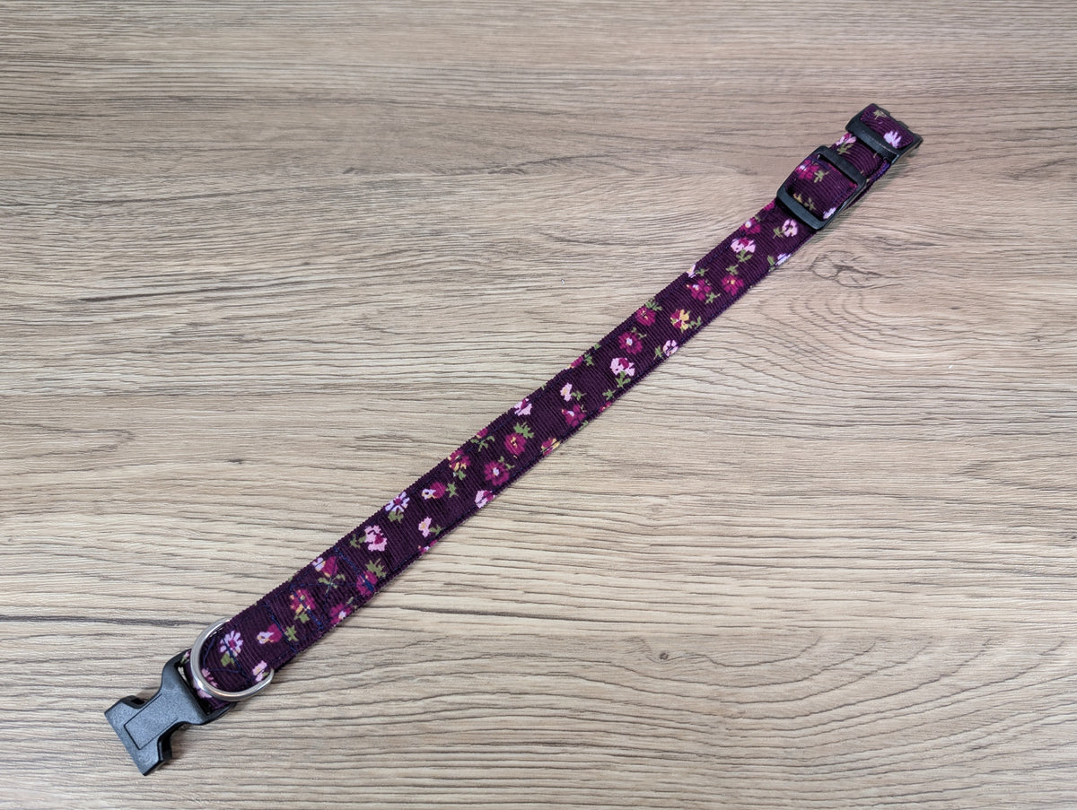 Purple Ditsy Floral Dog Collar