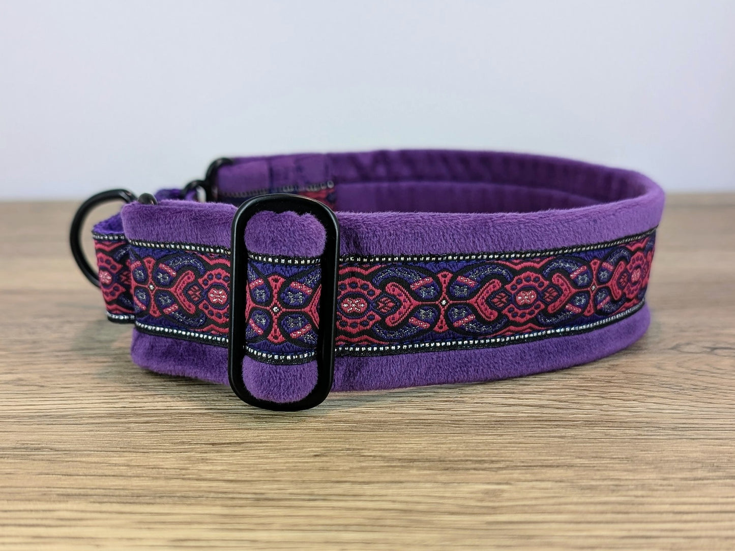 Purple Velvet Lined Martingale/Half-check Dog Collar