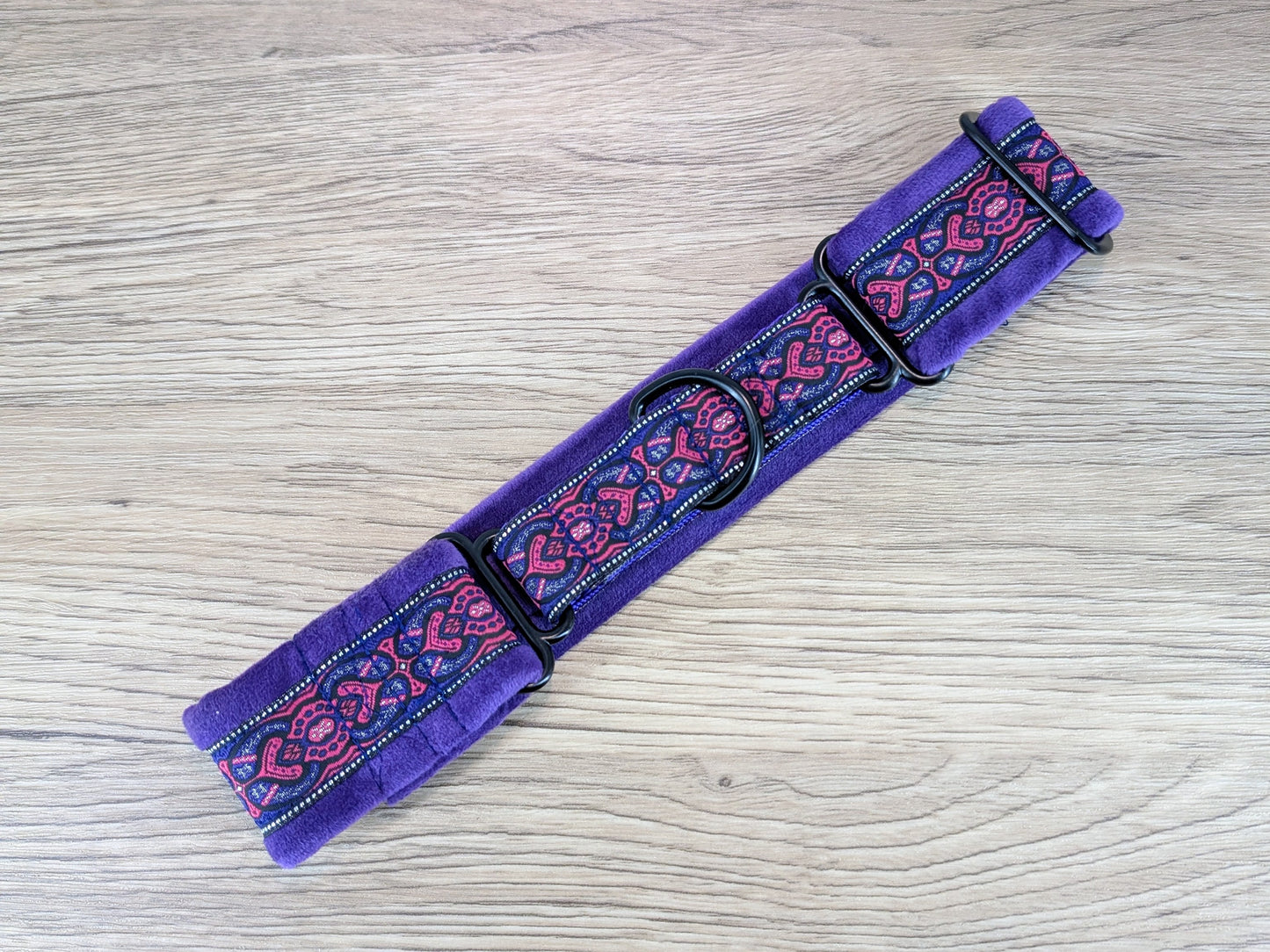 Purple Velvet Lined Martingale/Half-check Dog Collar