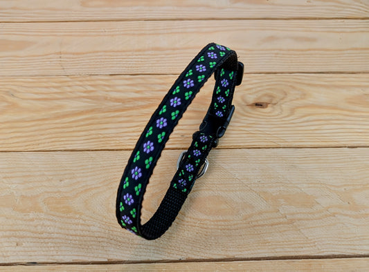 Purple and Green Floral Dots Small Dog/Puppy Collar