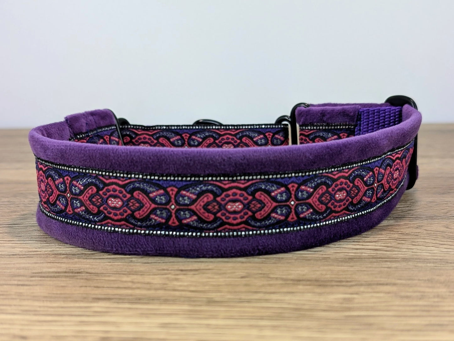 Purple Velvet Lined Martingale/Half-check Dog Collar