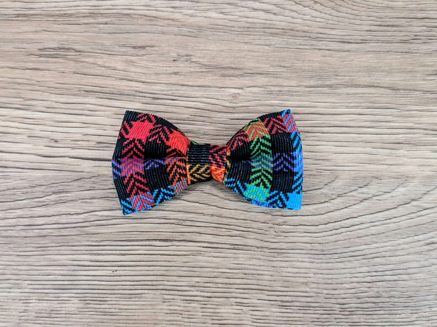 Rainbow Check Dog Bow Tie