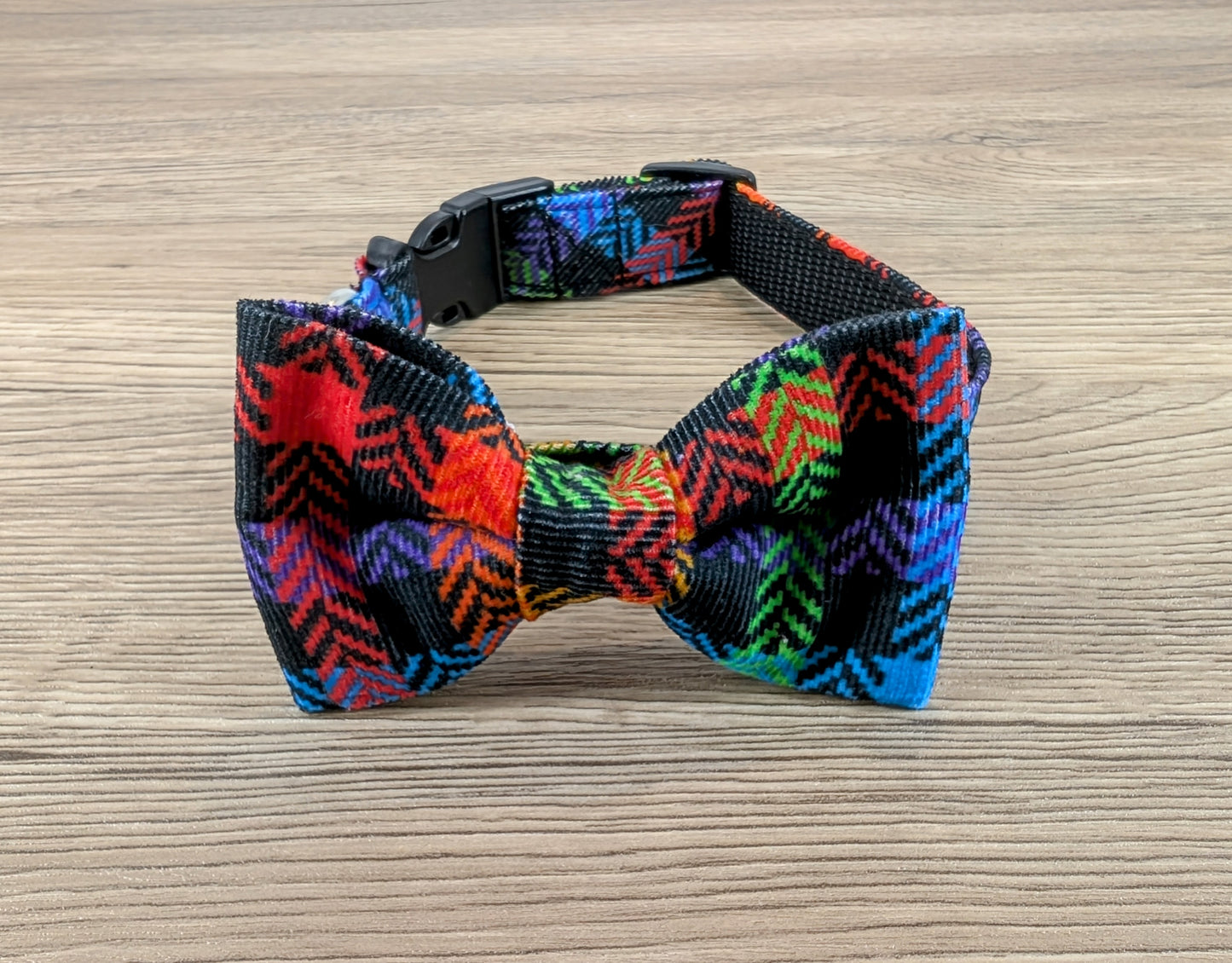 Rainbow Check Dog Bow Tie