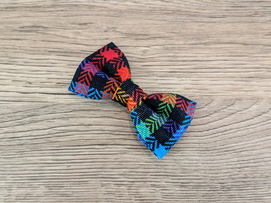 Rainbow Check Dog Bow Tie
