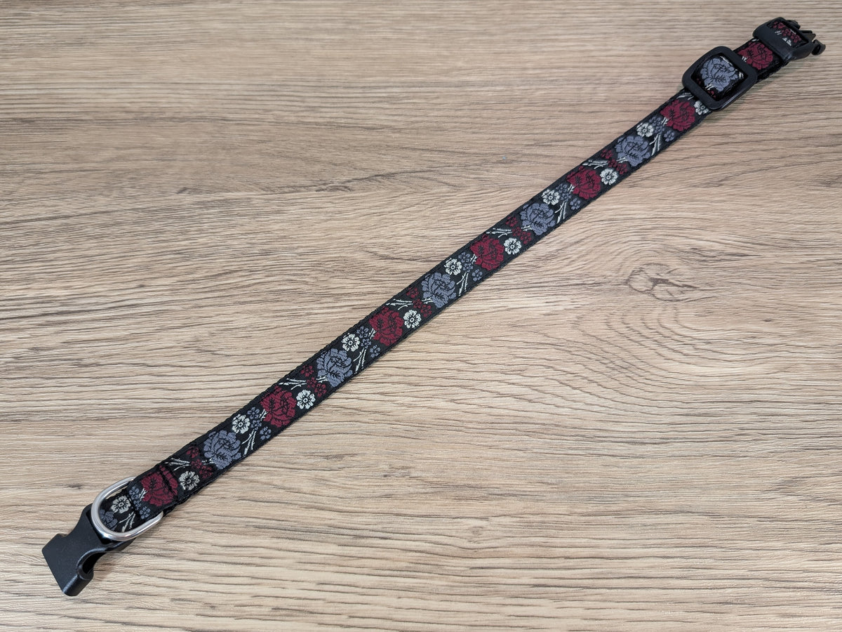 Red and Grey Floral Small Dog/Puppy Collar