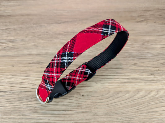 Red Tartan/Plaid Dog Collar