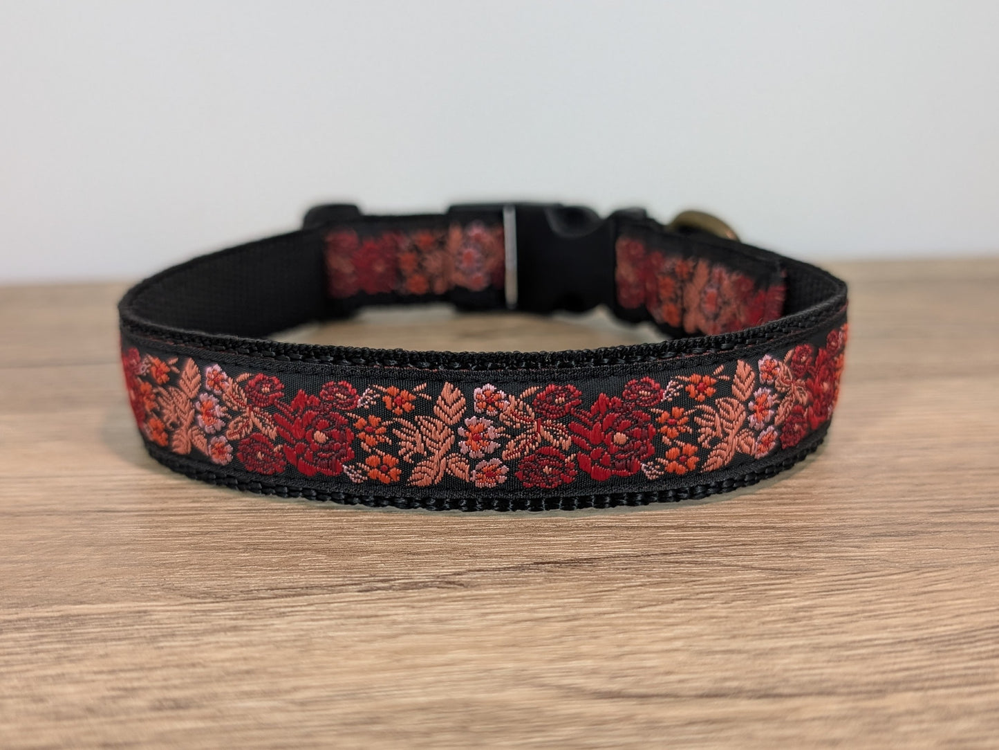 Red and Orange Floral Dog Collar
