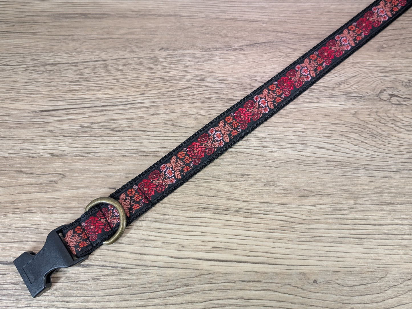 Red and Orange Floral Dog Collar