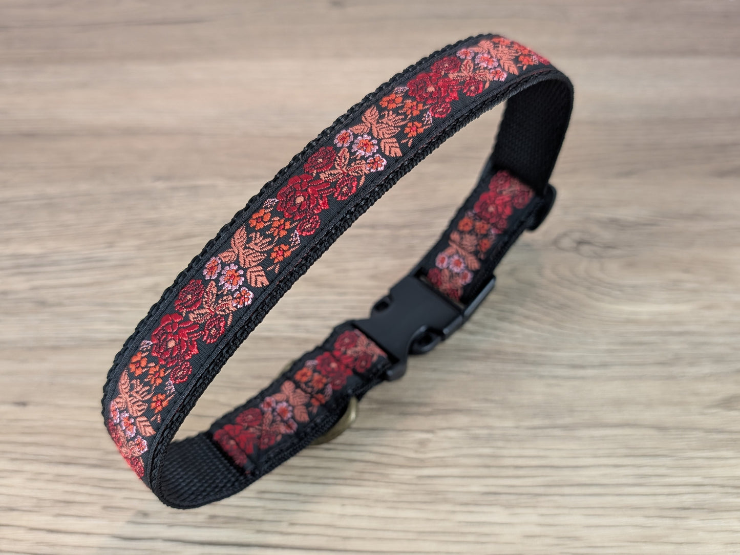Red and Orange Floral Dog Collar