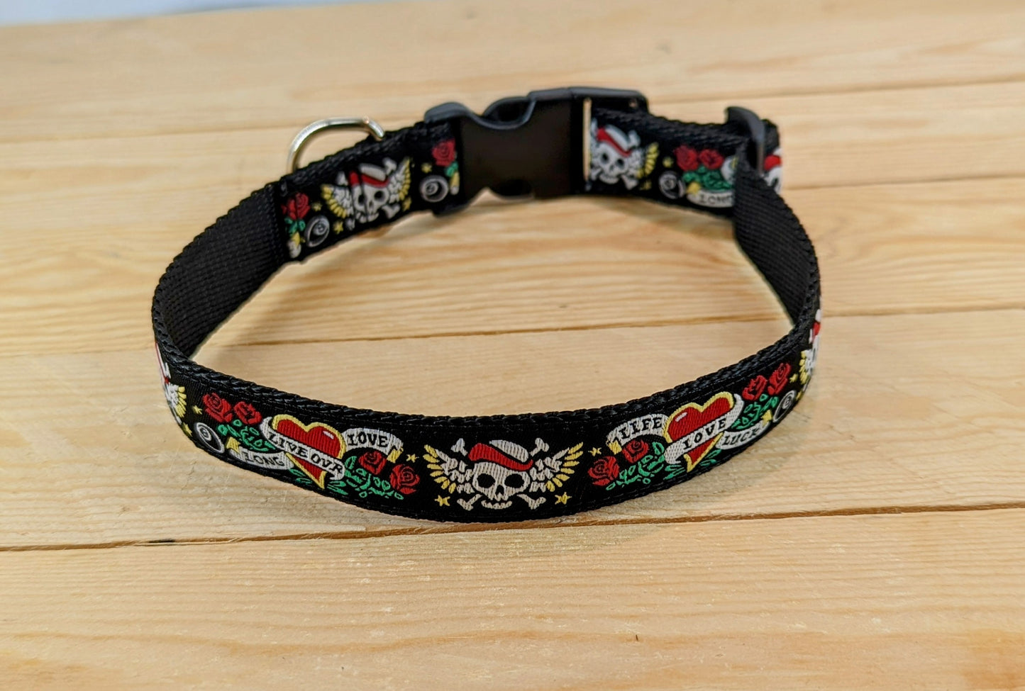 Skulls and Hearts Dog Collar