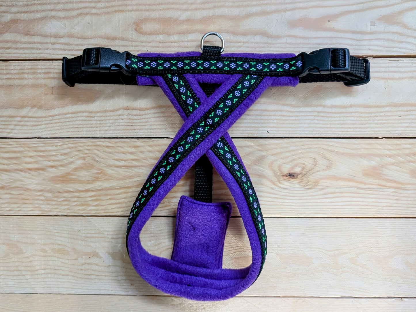 Purple and Black Fleece Lined Small Dog Harness