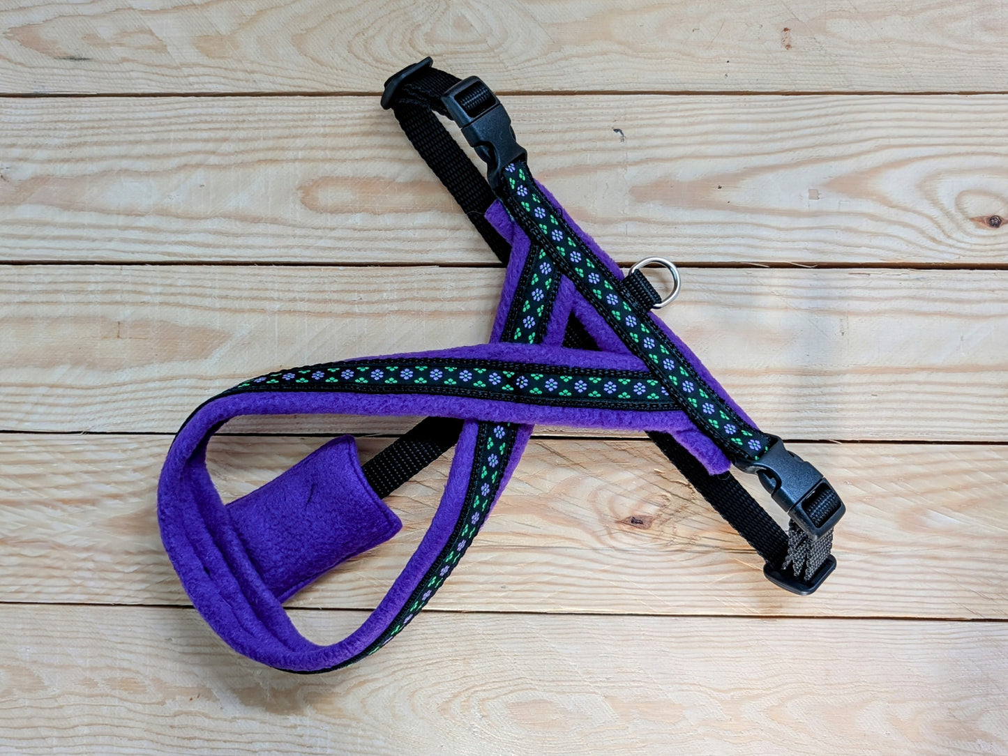 Purple and Black Fleece Lined Small Dog Harness