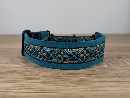 Teal Velvet Lined Martingale/Half-check Dog Collar