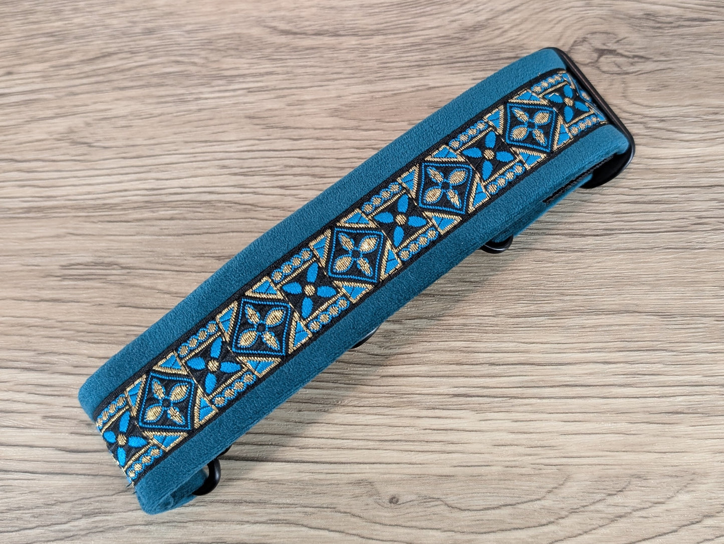 Teal Velvet Lined Martingale/Half-check Dog Collar