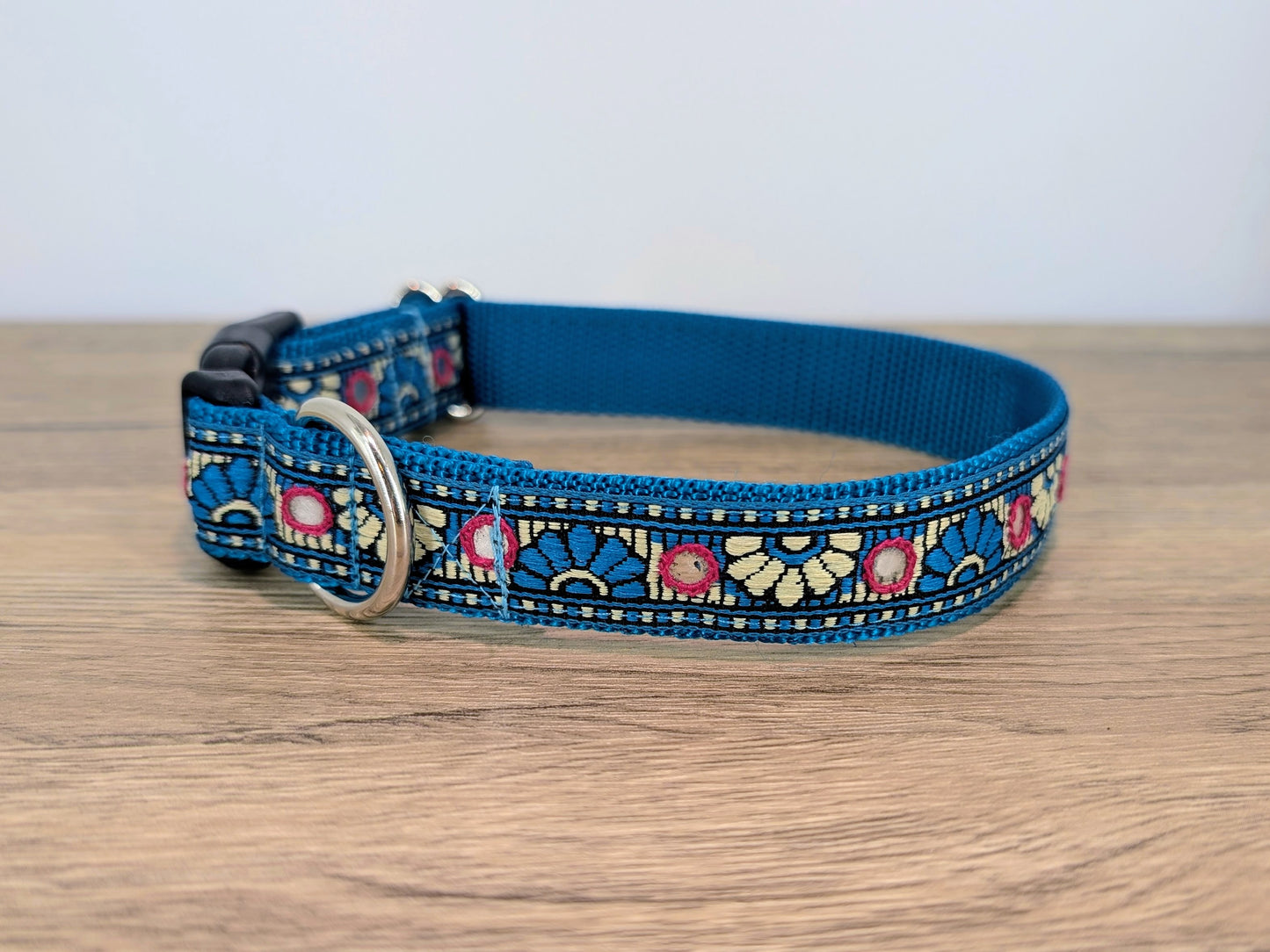 Turquoise Mirrored Dog Collar