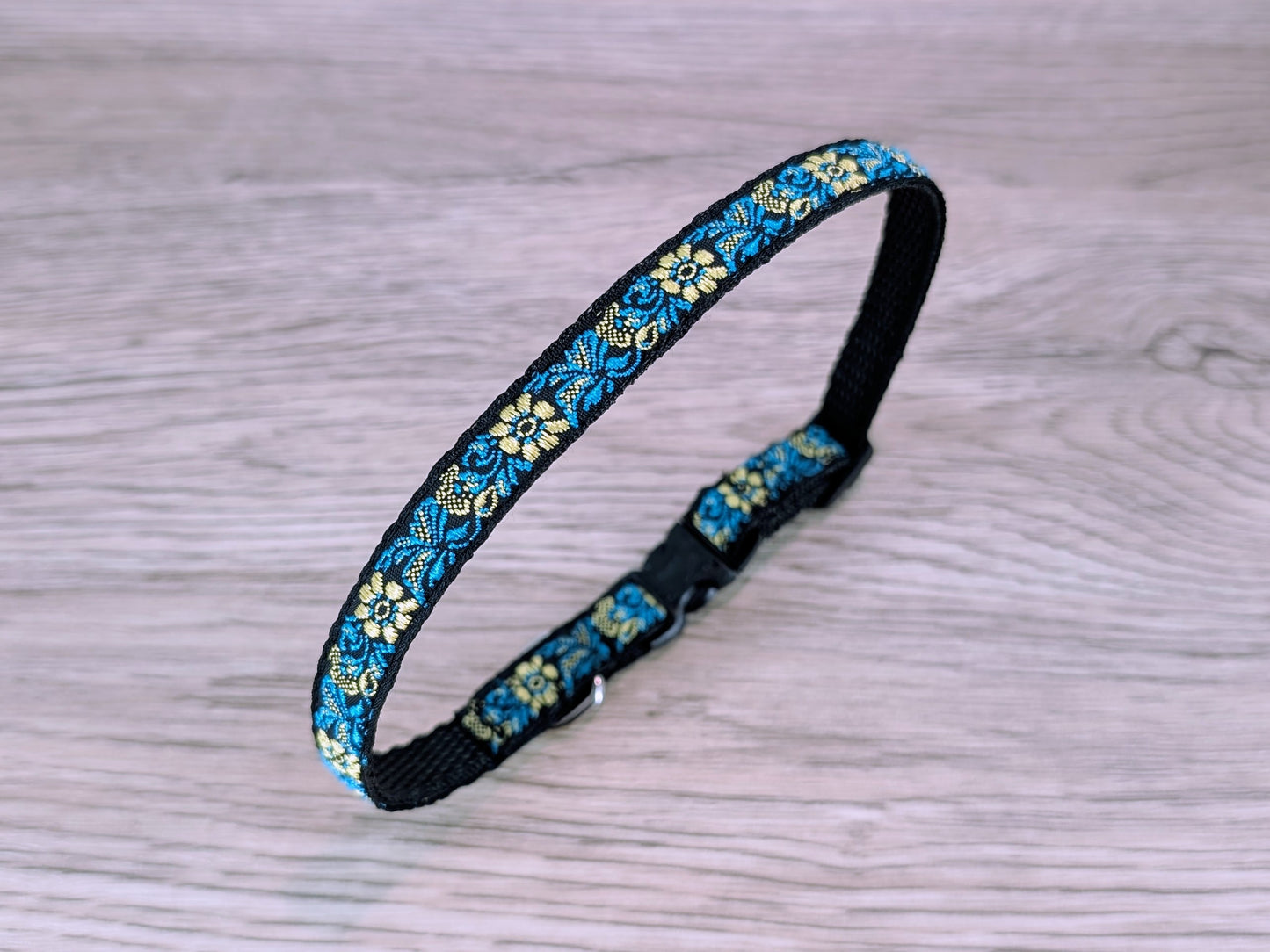 Turquoise and Yellow Floral Small Dog/Puppy Collar