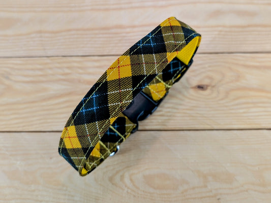 Yellow Check Dog Collar