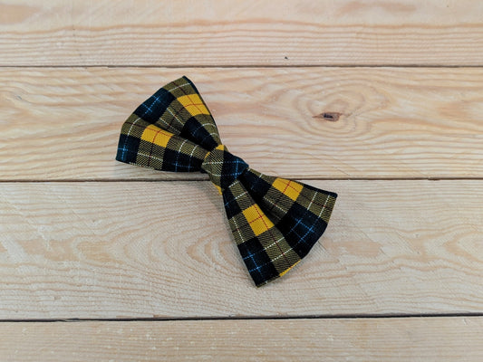 Yellow Check Dog Bow Tie