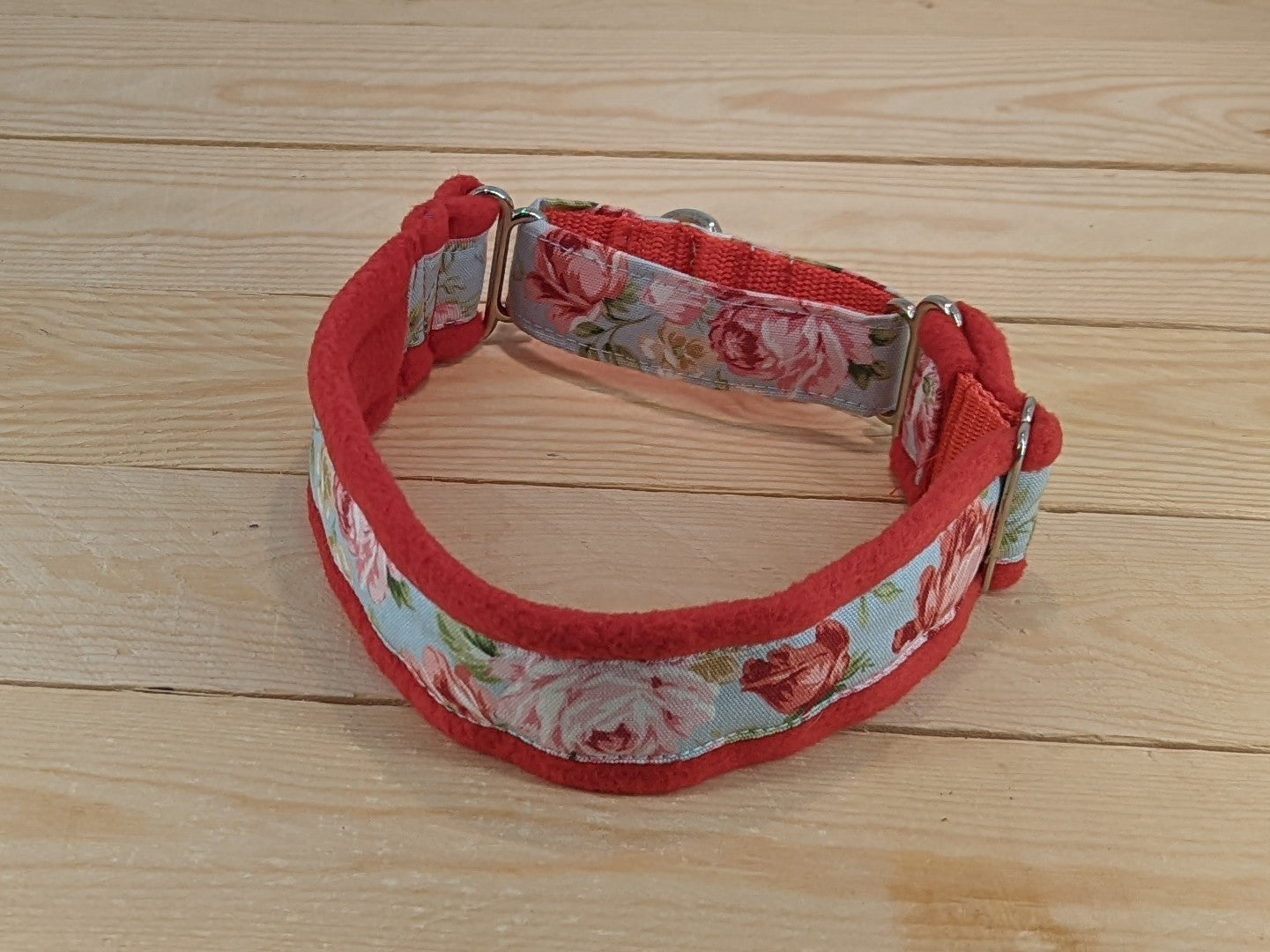 Duck Egg Floral Fleece Lined Martingale Dog Collar Barkley Dogwear