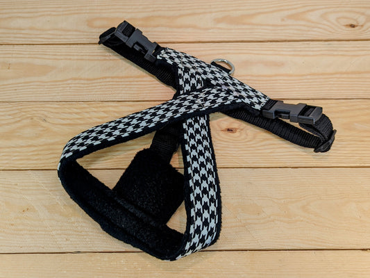 Black & White Houndstooth Check Dog Harness