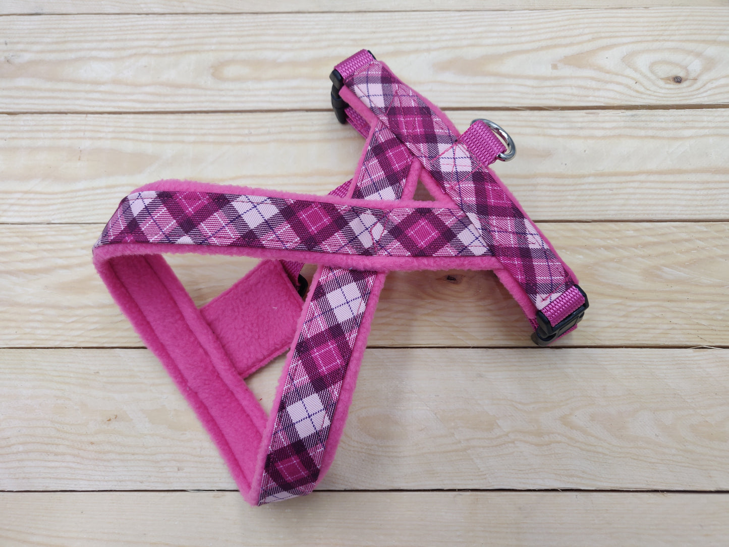 Pink Check Matching Dog Harness