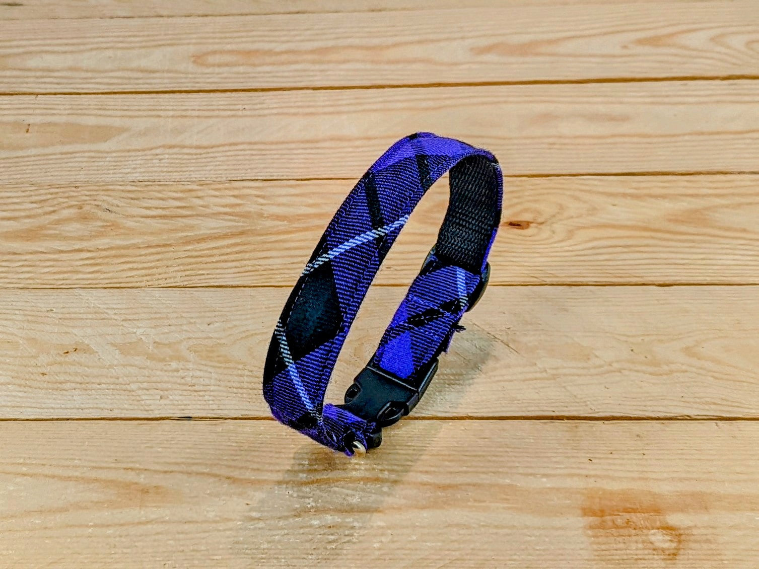 Purple tartan dog collar hotsell