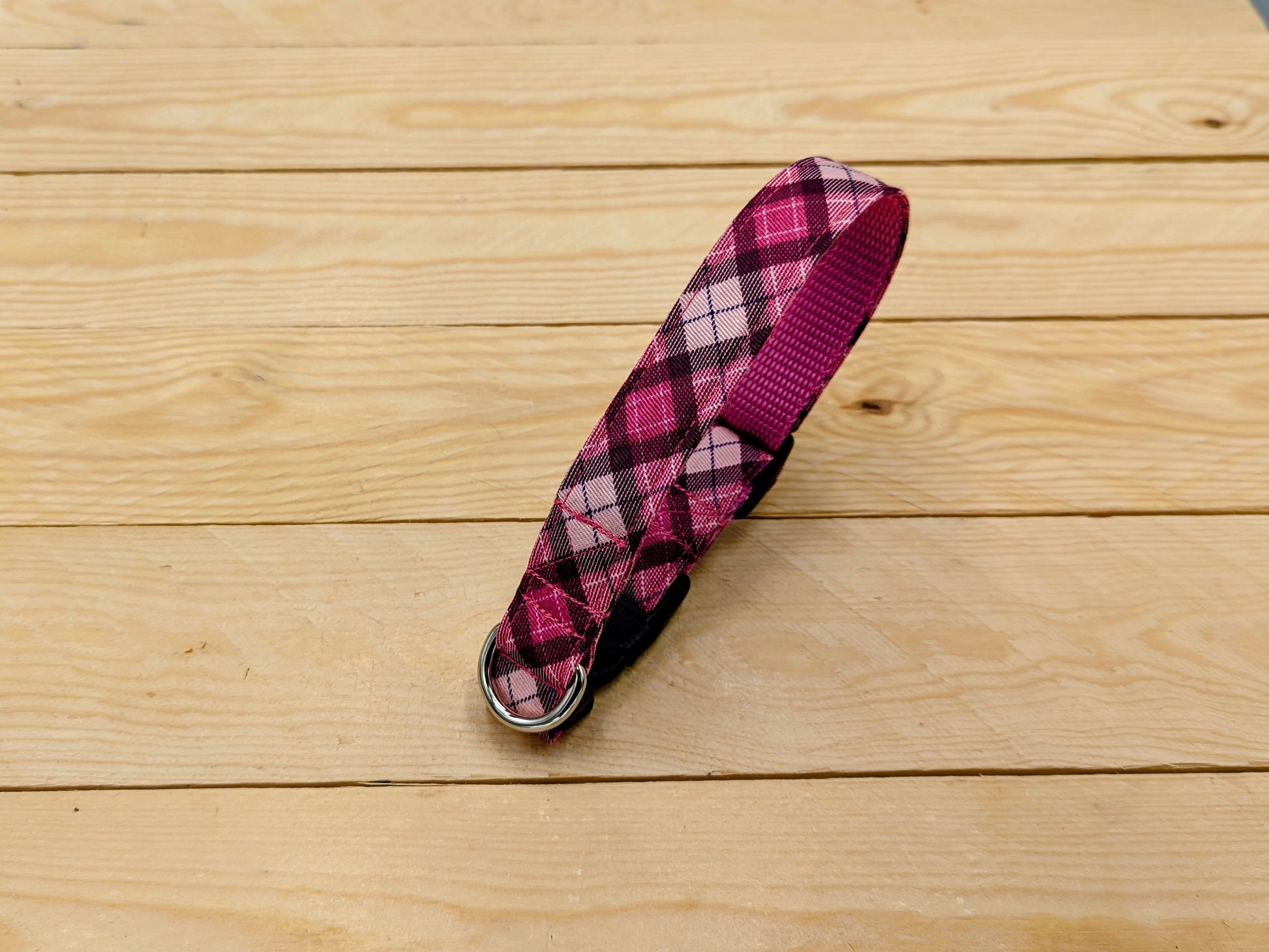 Pink Check Dog Collar