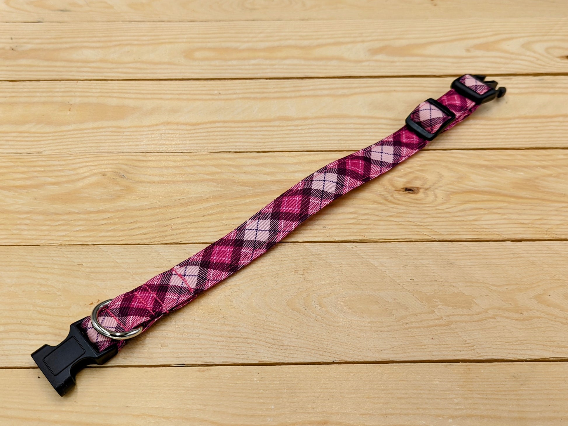 Pink Check Dog Collar Unclipped