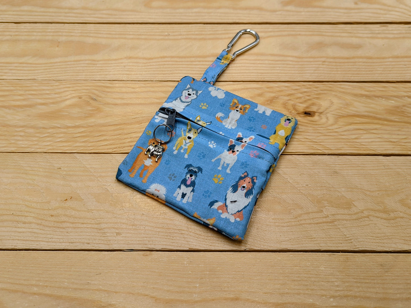 Dog Poop Bag and Dog Treat Pouches in Westie/Scottie Dog Fabric Front
