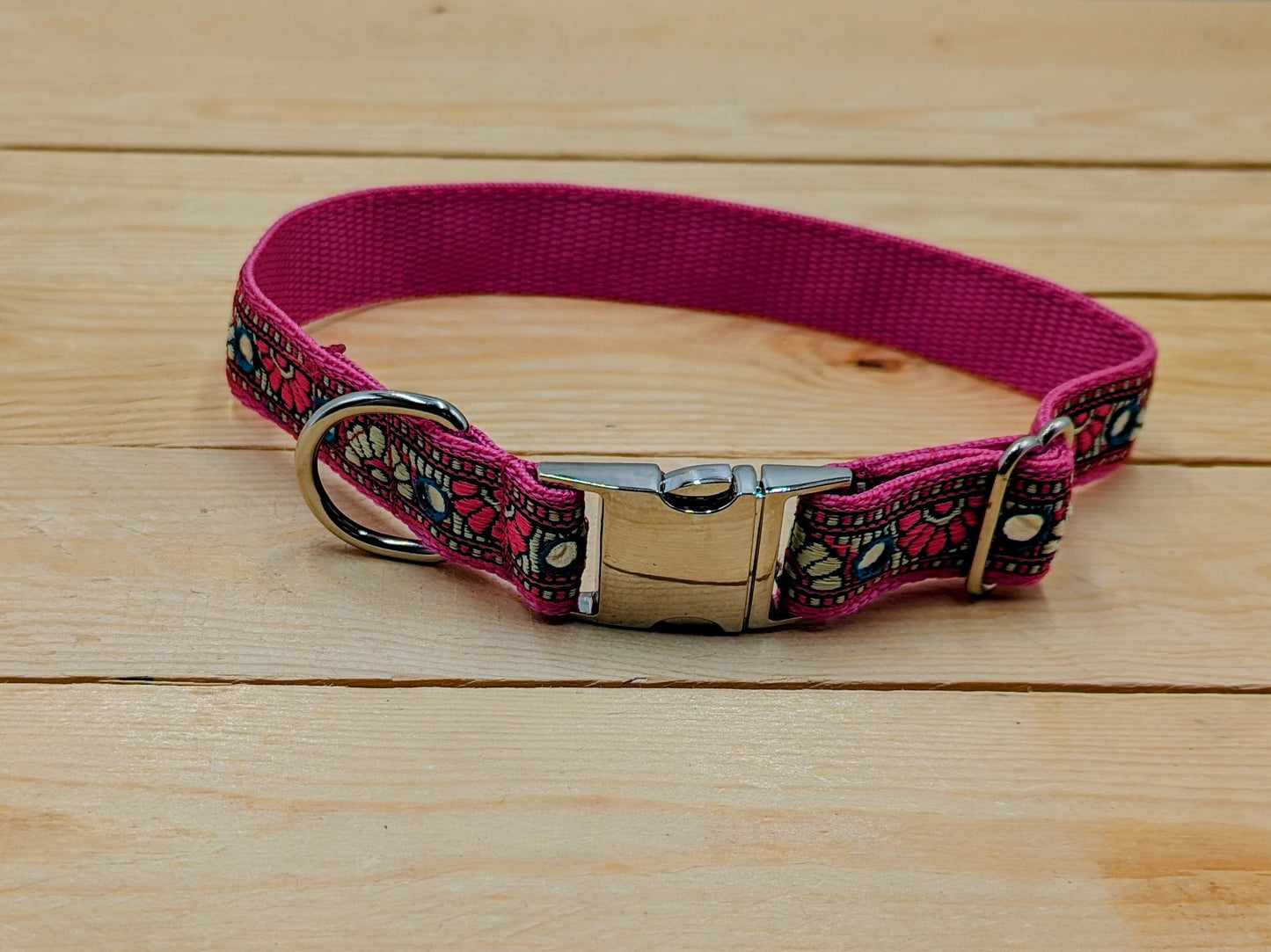 Cerise Mirrored Dog Collar