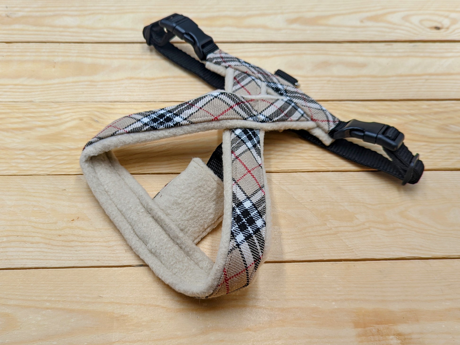 Camel Check Fleece Lined Dog Harness