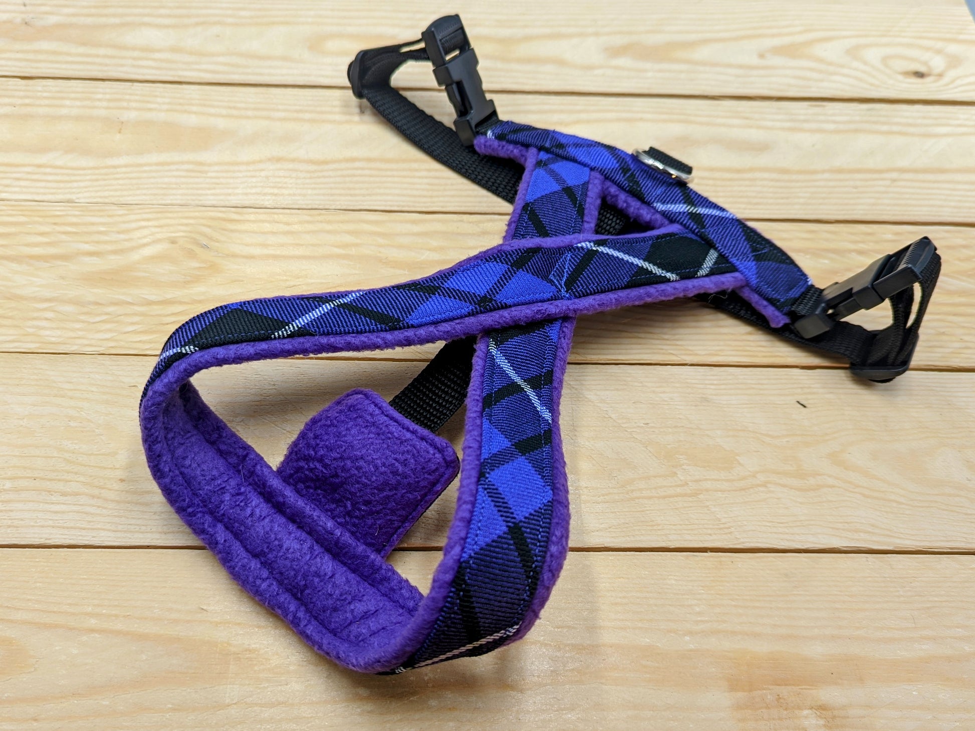 Purple Tartan Fleece Lined Dog Harness