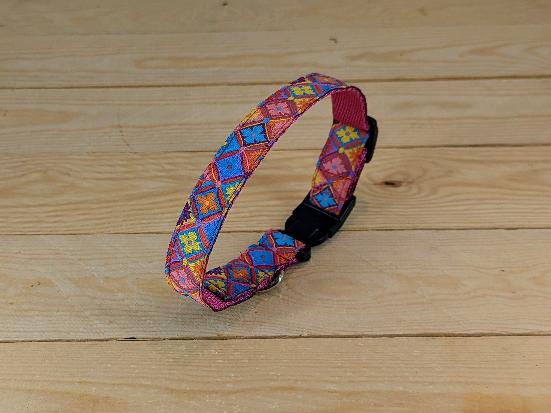 Pink, Orange and Blue Dog Collar