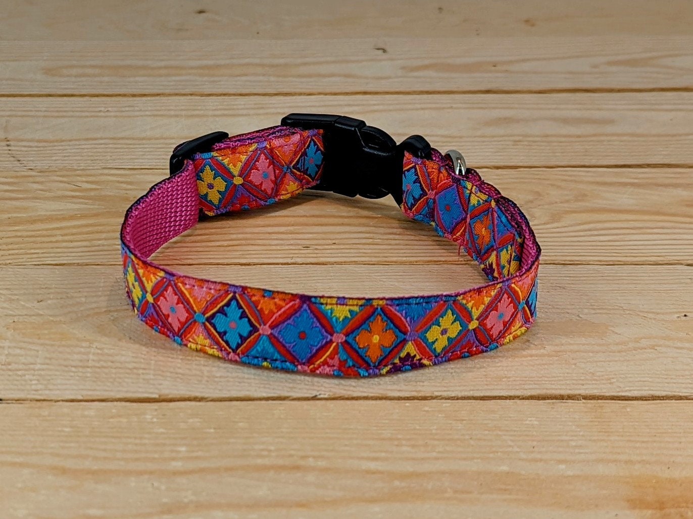 Pink, Orange and Blue Dog Collar