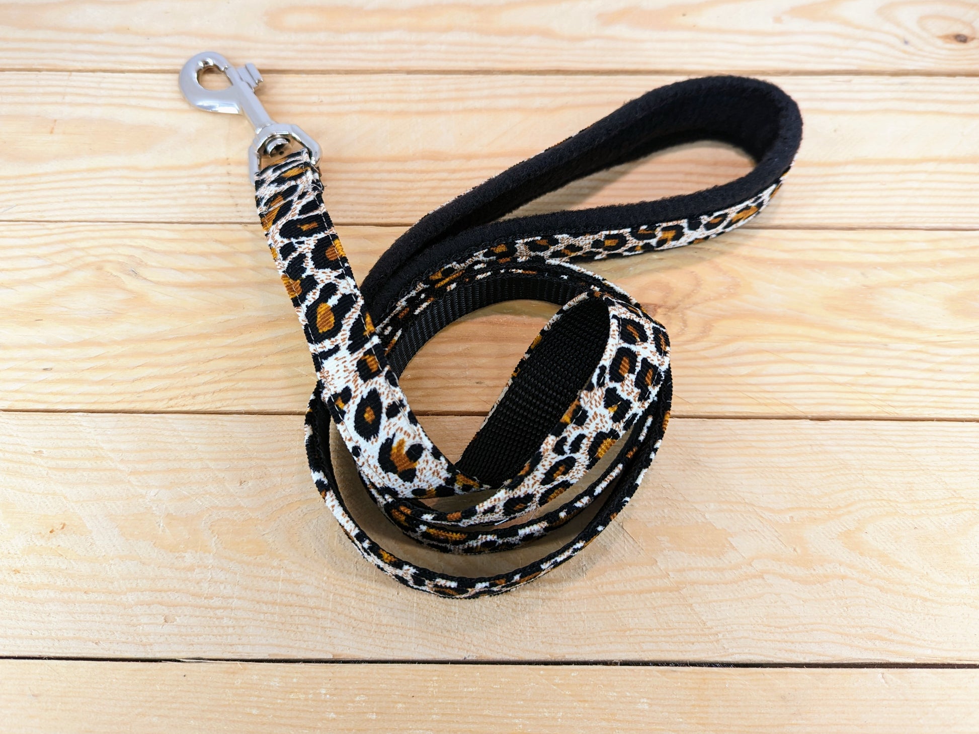 Leopard Print Fleece Lined Dog Lead and Matching Collar