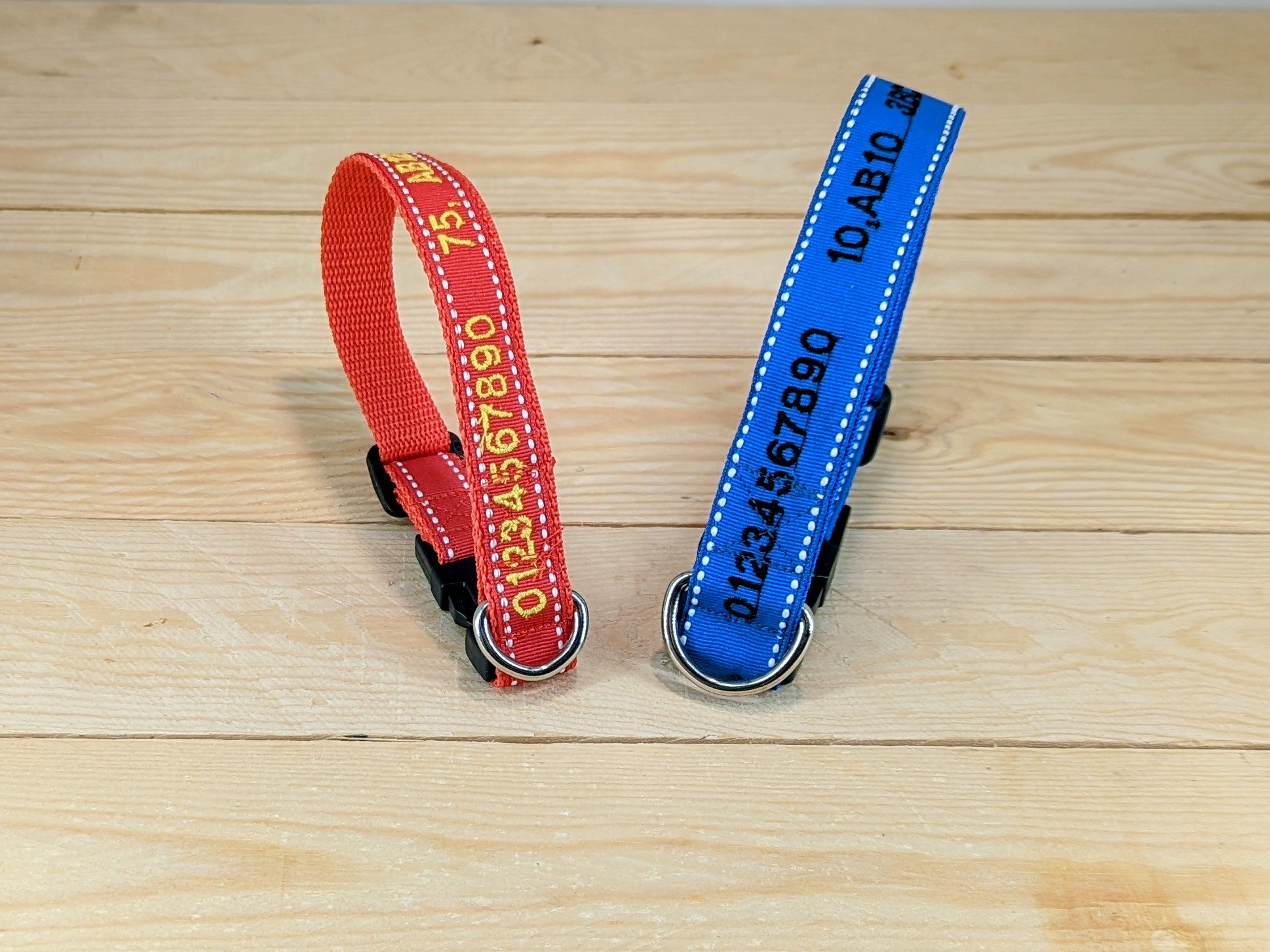 Personalised Embroidered Identity Dog Collar - Red and Blue